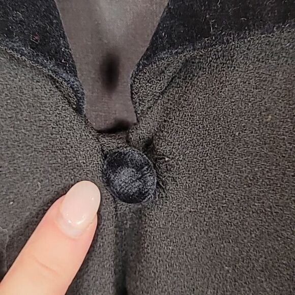 Vintage Talbots 100% Wool Trench Coat Size S Black Button Velvet Classic Y2K 90s - Picture 8 of 13